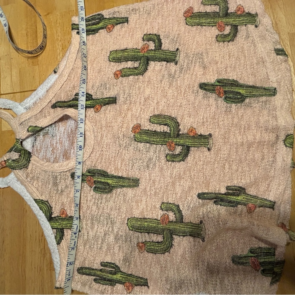 Boho Cactus Burnout Tank Top Western Coastaal Cowgirl Desert Aesthetic Flowy M - Picture 9 of 10
